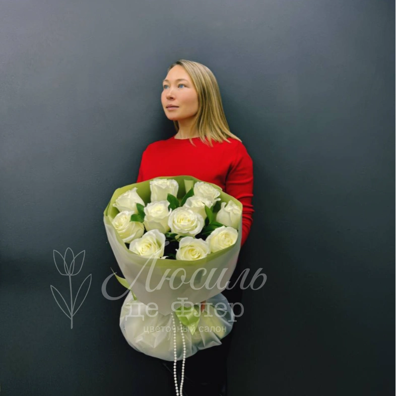 Монобукет из белых роз &laquo;Нежность&raquo;
