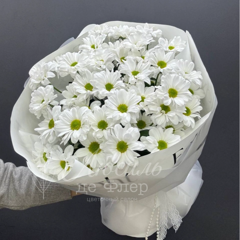 Монобукет из хризантем &laquo;Свадебная нежность&raquo;