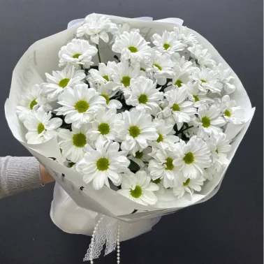 Монобукет из хризантем «Свадебная нежность»