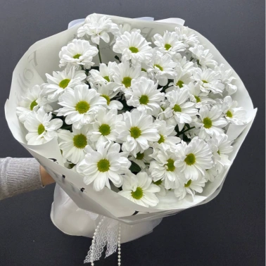 Монобукет из хризантем «Свадебная нежность»