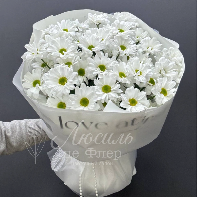 Монобукет из хризантем &laquo;Свадебная нежность&raquo;