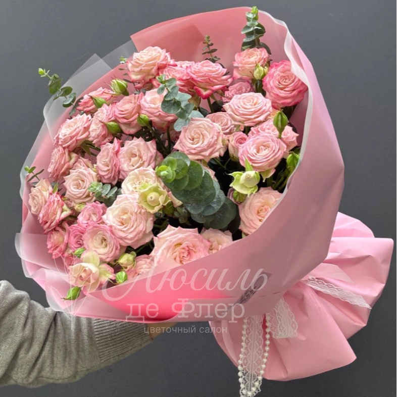 Монобукет из кустовых роз &laquo;Нежное розовое облако&raquo;