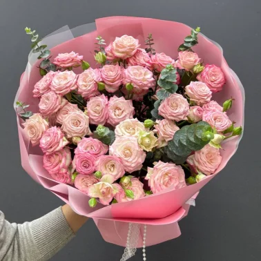 Монобукет из кустовых роз «Нежное розовое облако»