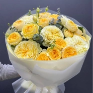 Сборный букет пионовидных роз и эвкалипта &laquo;Сливочный&raquo; 0