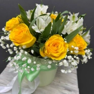 Композиция из роз и альстромерий &laquo;Букет солнца&raquo; 2
