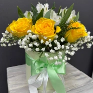 Композиция из роз и альстромерий &laquo;Букет солнца&raquo; 1