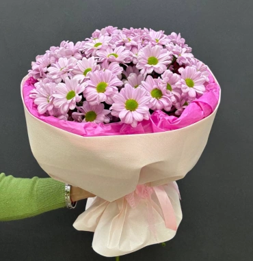Монобукет из хризантем «Розовое облако»