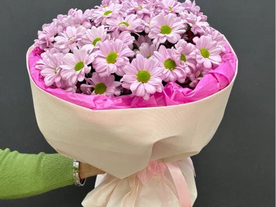 Монобукет из хризантем «Розовое облако»