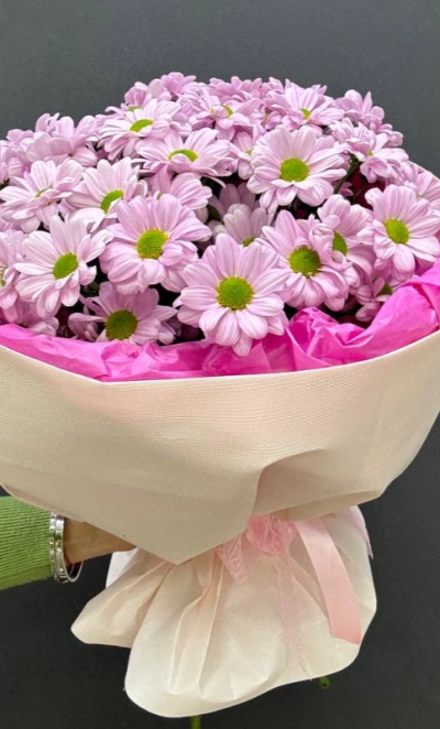 Монобукет из хризантем «Розовое облако»