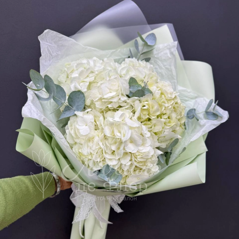 Монобукет из гортензий &laquo;Белое облако&raquo;