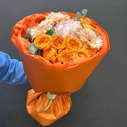 Сборный букет из гербер, гортензии, кустовой розы и &laquo;Осенний вальс&raquo; 2