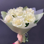Монобукет из белых французских роз &laquo;Безе&raquo; 1