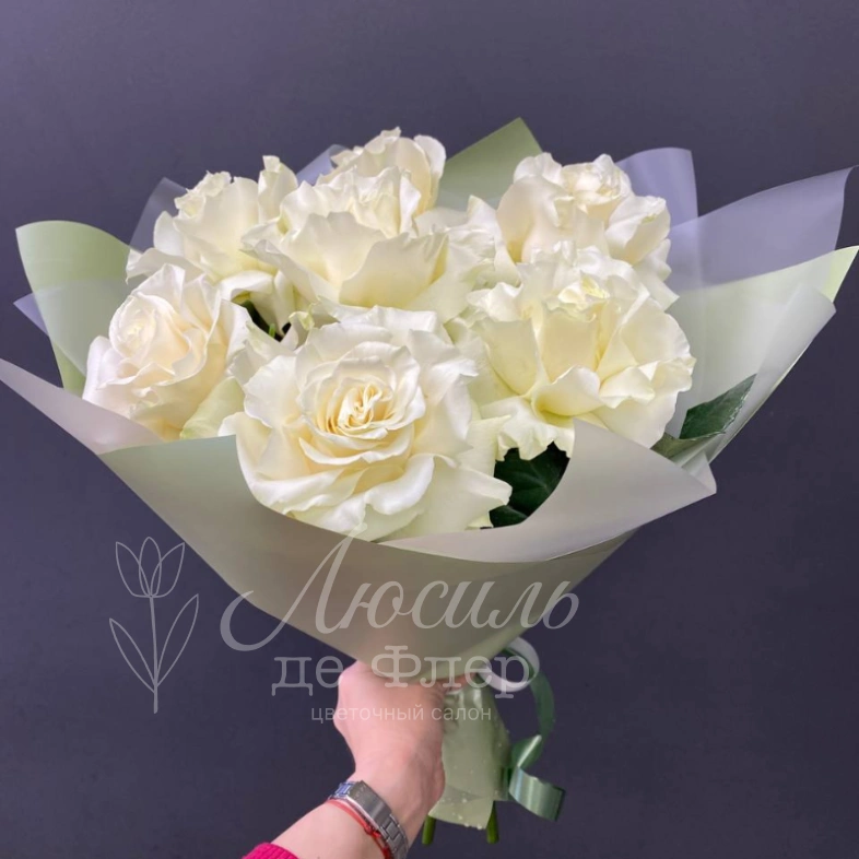 Монобукет из белых французских роз &laquo;Безе&raquo;