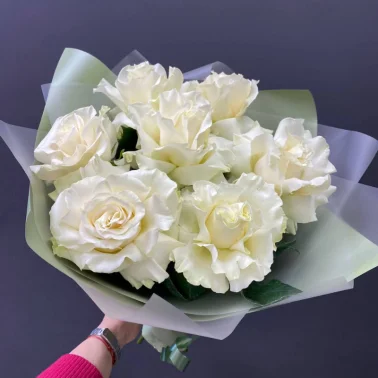 Монобукет из белых французских роз «Безе»