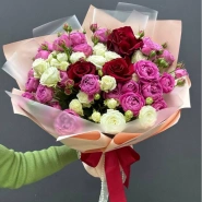 Монобукет из роз &laquo;Бордо&raquo; 0