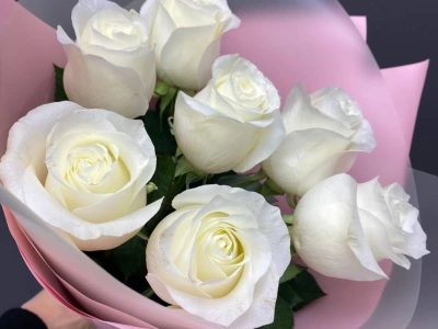 Монобукет из белых роз « Невеста»